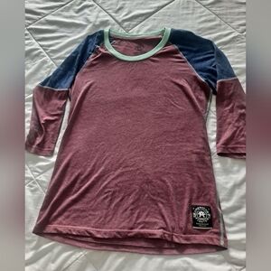 American Fighter Womens Long Sleeve Tee - Burgundy and Navy
